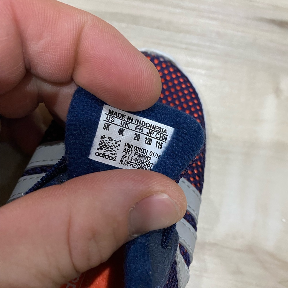 Adidas Kids Blue and Orange Shoes- Size 5K - Picture 2 of 8